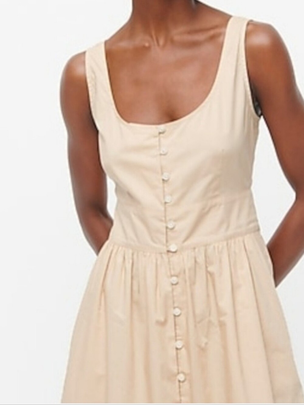 J.Crew Sleeveless Button-Front Cotton Poplin Midi Dress In Beachwood Size 8 - Picture 3 of 16